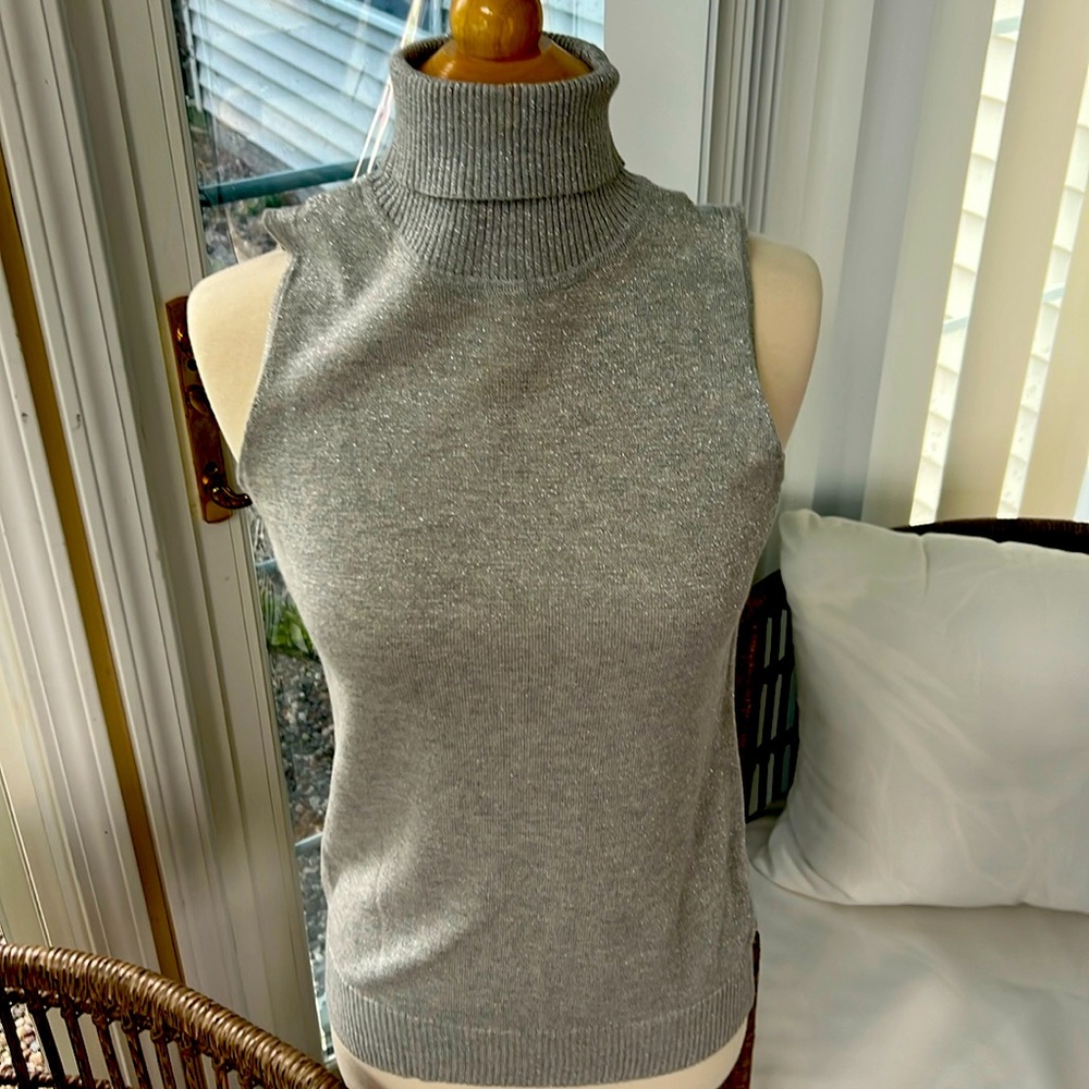 Turtle neck very shimmery the brand is Joseph A.